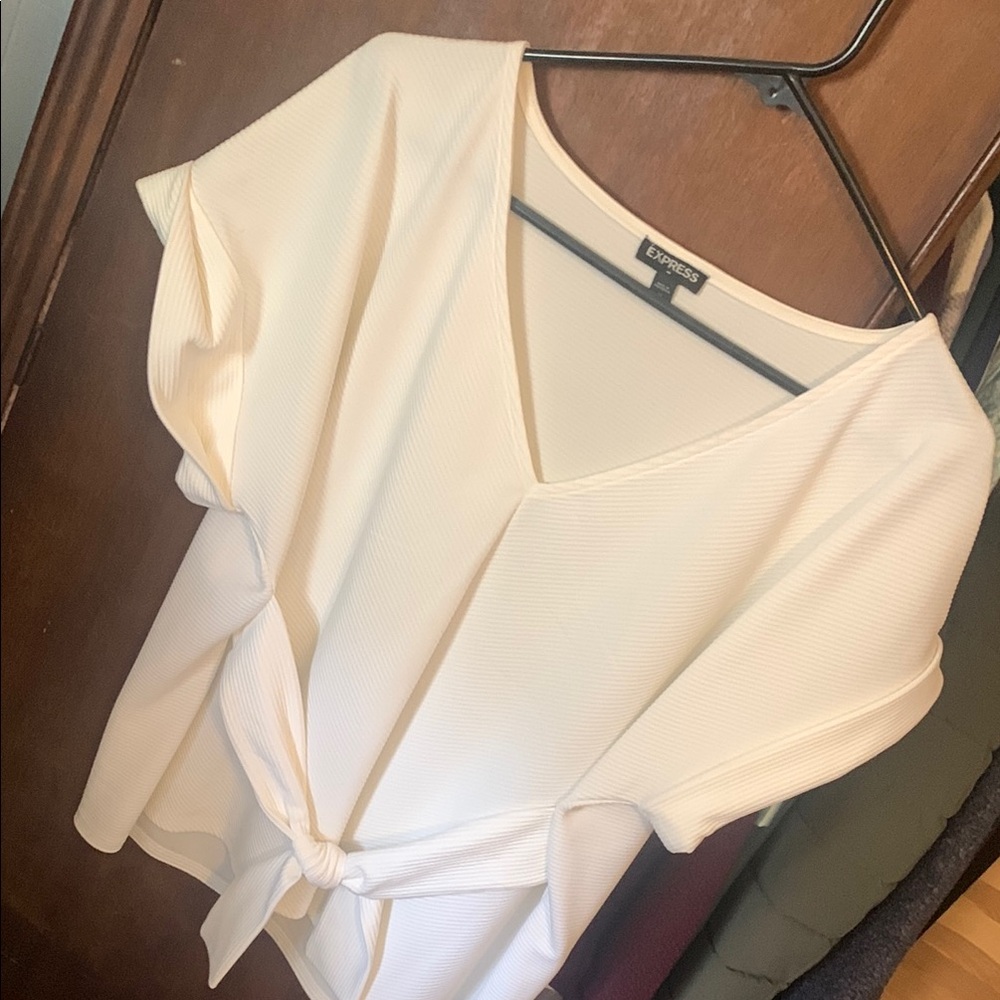 Express Cream Tie-Front Blouse
